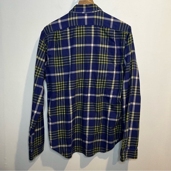 Men’s | Bonobos Blue, White, Yellow Button Down Flannel | Medium - Picture 4 of 6